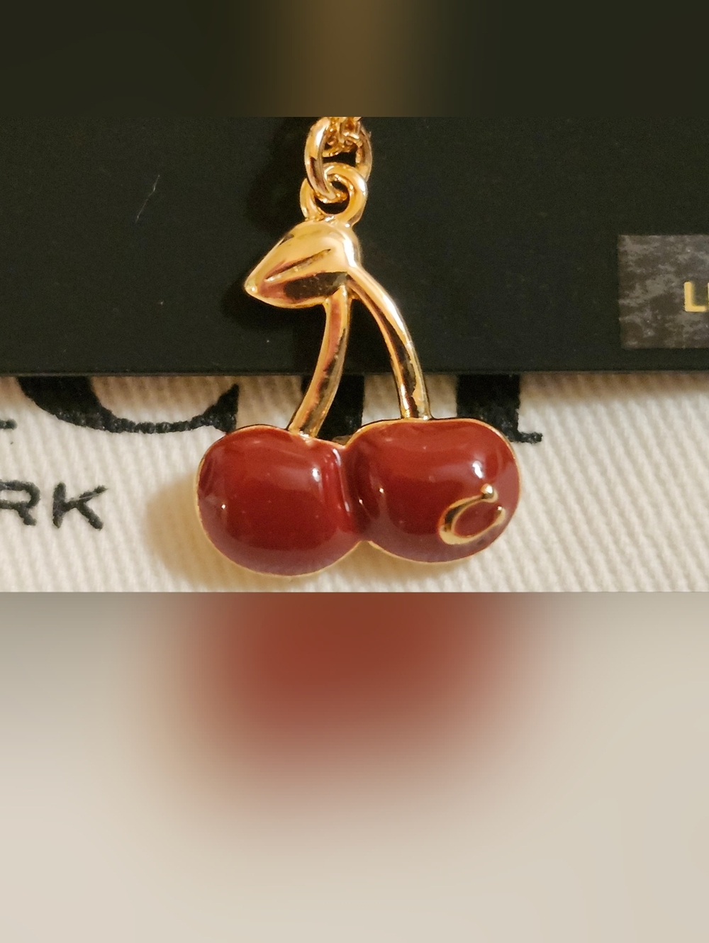New Authentic Coach Red & Gold Cherry Pendant Necklace - Picture 3 of 6